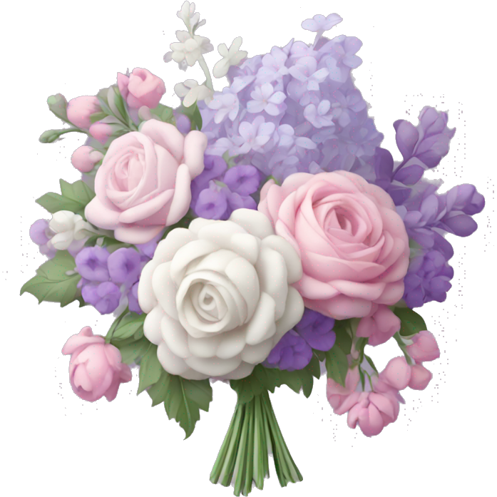 Rococo flower bouquet in light pink, white and lilas