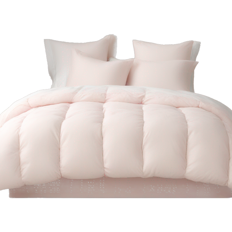 Pale pink comforter and white pillows on bed