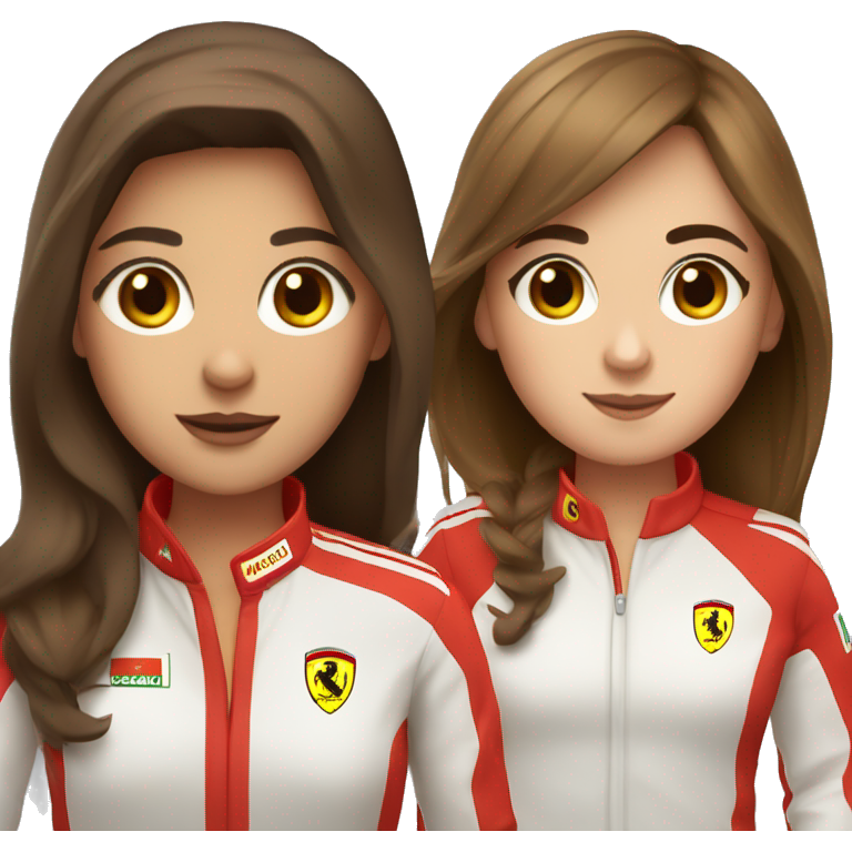 Two girls with brown hair and eyes who are f1 ferrari fans