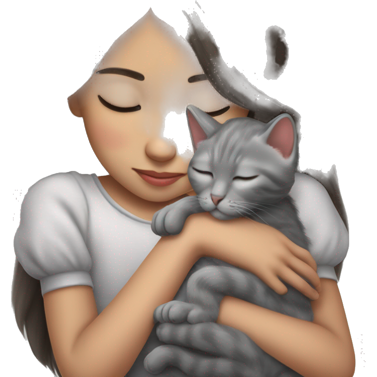 Grey kitten sleeping on the girl’s hands