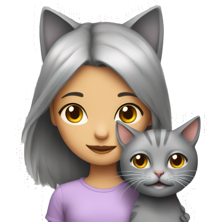 Grey kitty with girl