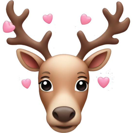 Reindeer with pastel pink hearts