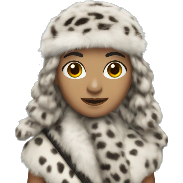Turkish woman, shoulder length hair, bangs, snow leopard fur headband