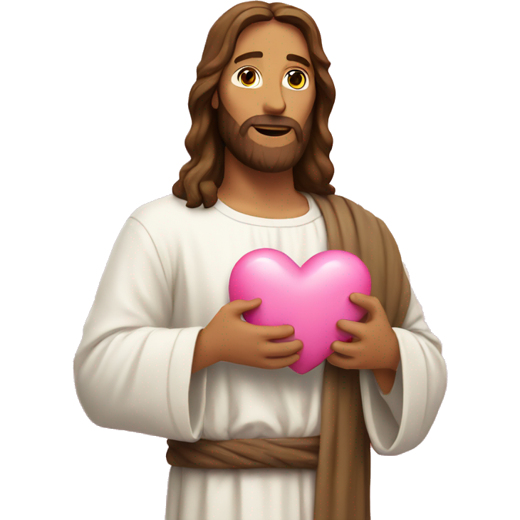 Jesus holding a pink heart