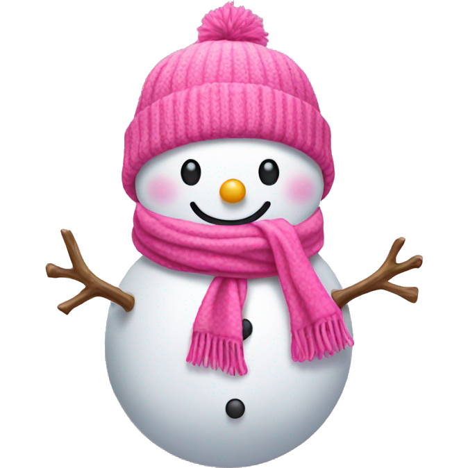 Pink snowman with pink hat and scarf