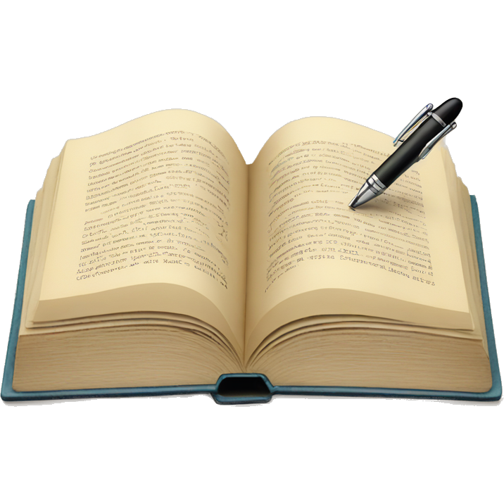 An open book and a pen over it