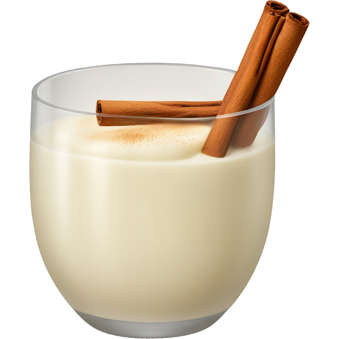Eggnog with cinnamon sticks