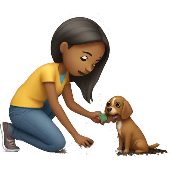 Girl picking up dog poop nauseous