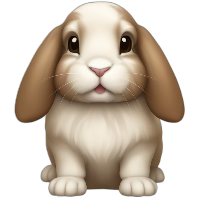 Brown holland lop bunny (portrait, facing forward, iOS 17 style, happy)
