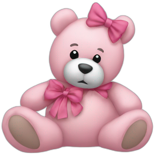 Pink bow teddy bear solo