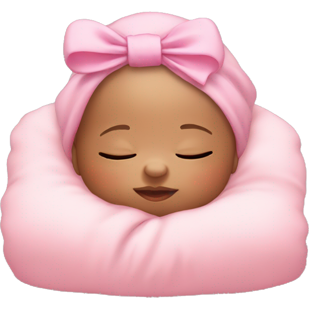 Sleeping baby with pink bow on head
