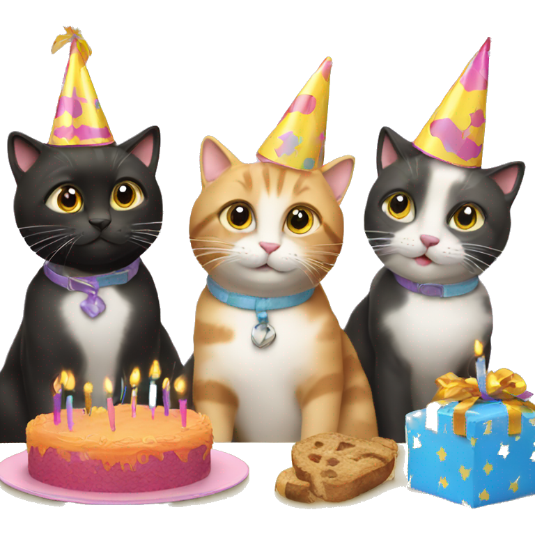 3 cats at a birthday party