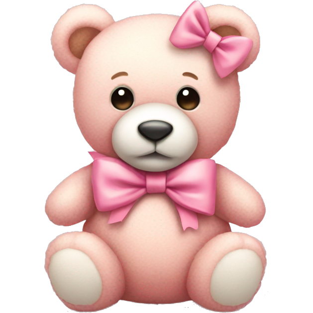 Cute light pink teddy bear with a bow