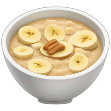 Porridge bowl with banana and peanut butter