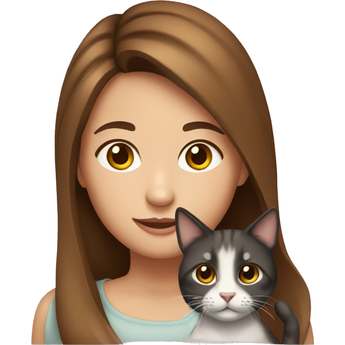 Girl with brown hair with cat