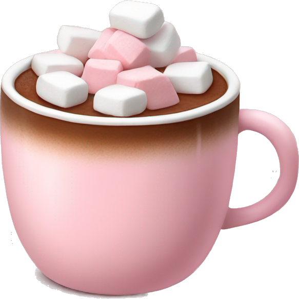 Light Pink mug of hot chocolate with marshmallows