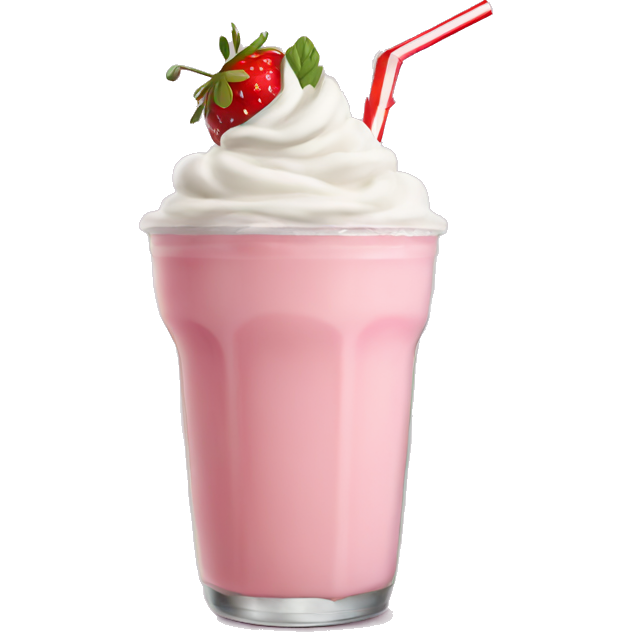 Strawberry milkshake with a straw