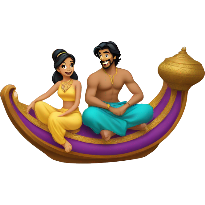 Jasmine and Aladdin on the flying carpet