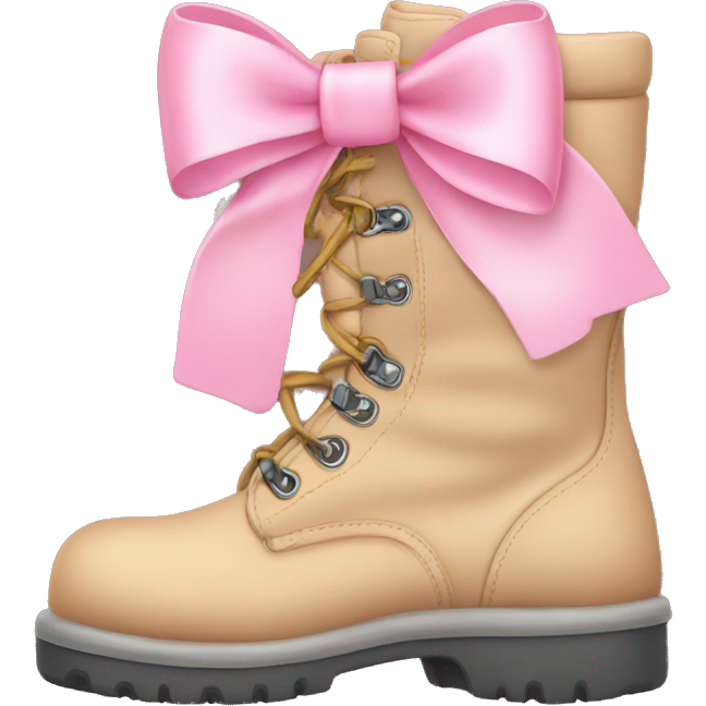 Work boots with light pink bow