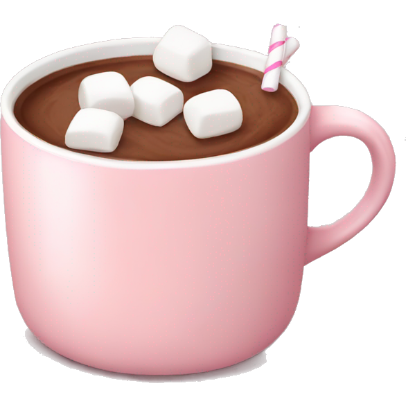 Light Pink mug of hot chocolate with marshmallows