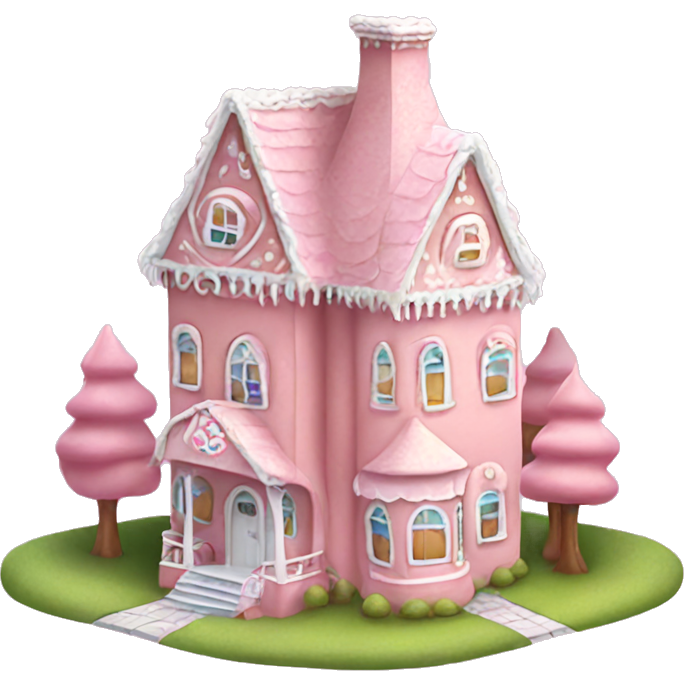 Cute pastel pink gingerbread house mansion