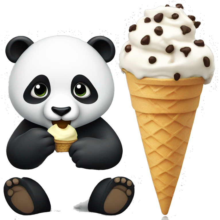 Panda eating ice cream