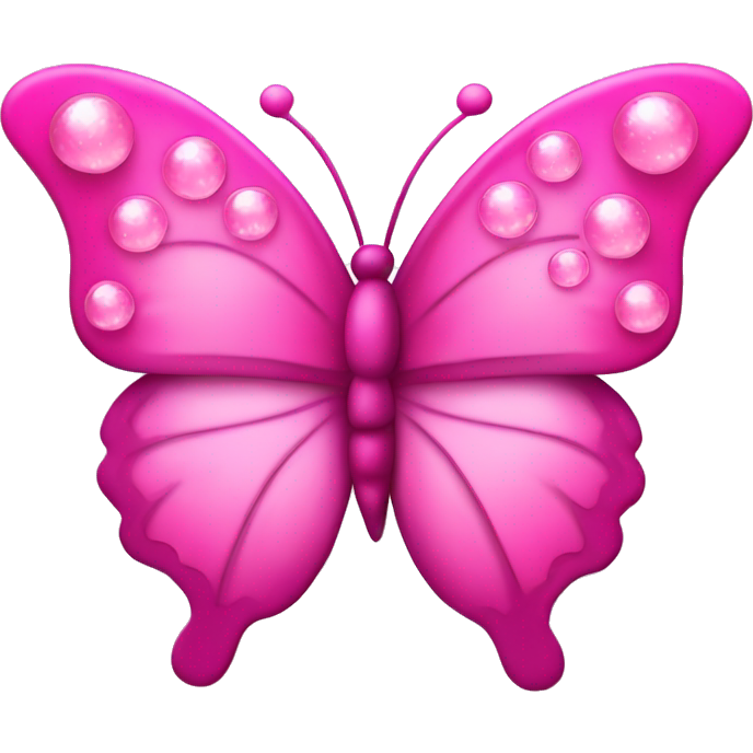 Pink butterfly with pink hearts and bubbles and sparkles