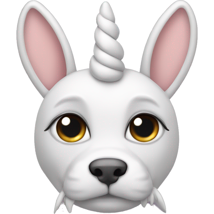 Unicorn with bunny ears cat nose, horse tail, dog eyes