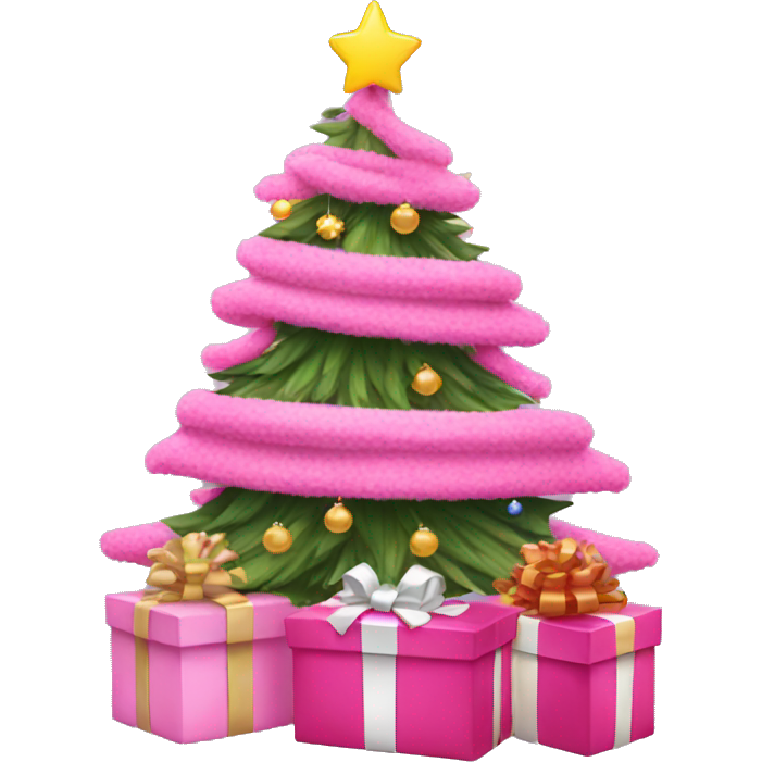 Pink christmas tree with presents
