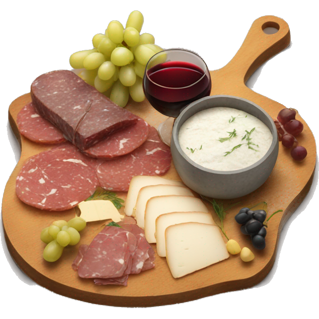Charcuterie board with wine