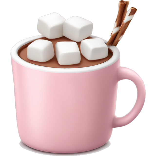 Light Pink mug of hot chocolate with marshmallows