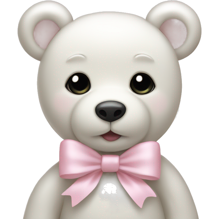 White teddy bear with light pink bow