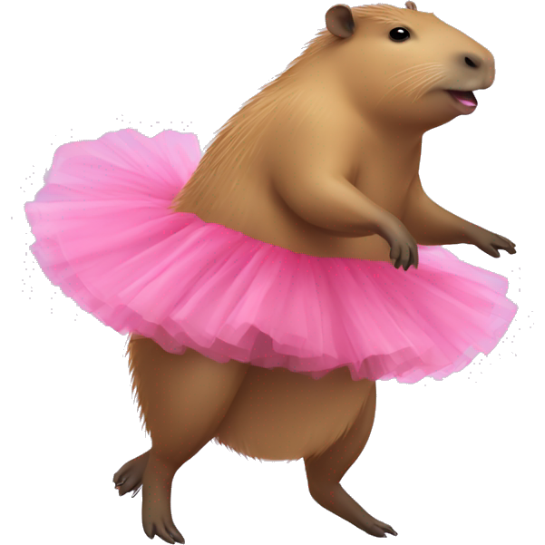 A capybara wearing a tutu and dancing