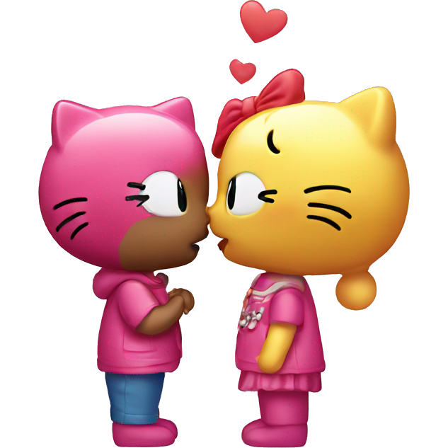 2 hello kitty kissing