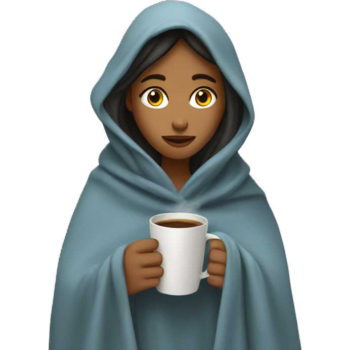 Girl inside a blanket sipping coffee eyes closed