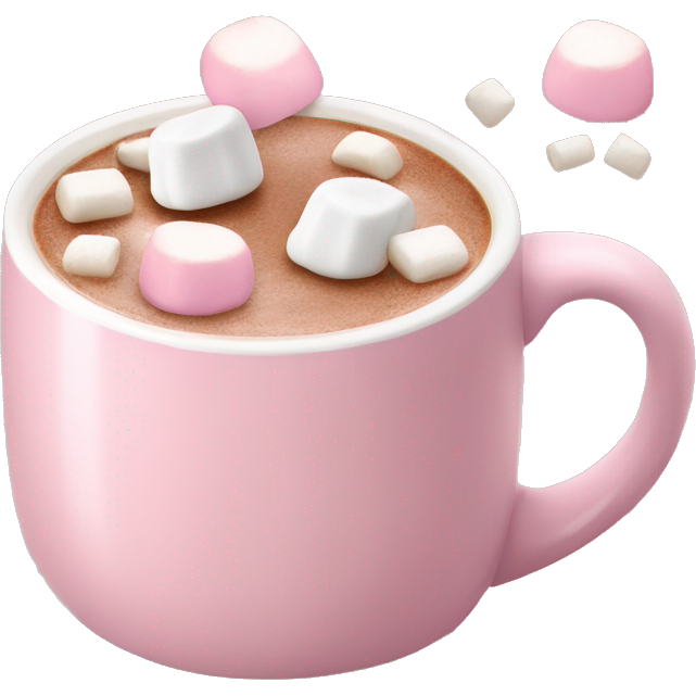 Light Pink mug of hot chocolate with marshmallows