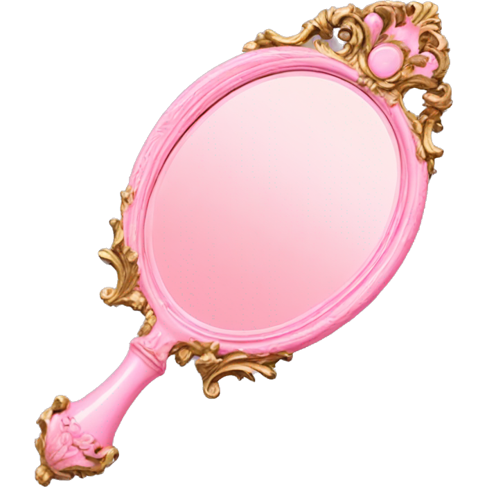 Vintage rococo pink hand mirror