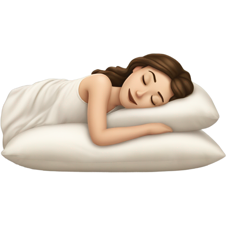 Sleeping beauty brunette white girl with a silk pillow