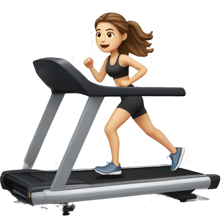 White girl with brown hair on treadmill