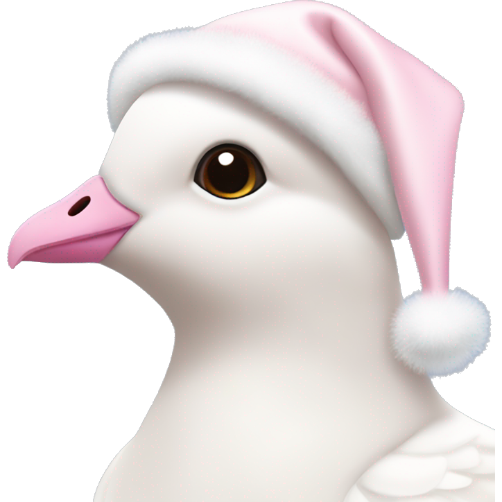 Light pink beautiful magestic dove wearing light pink and white christmas hat