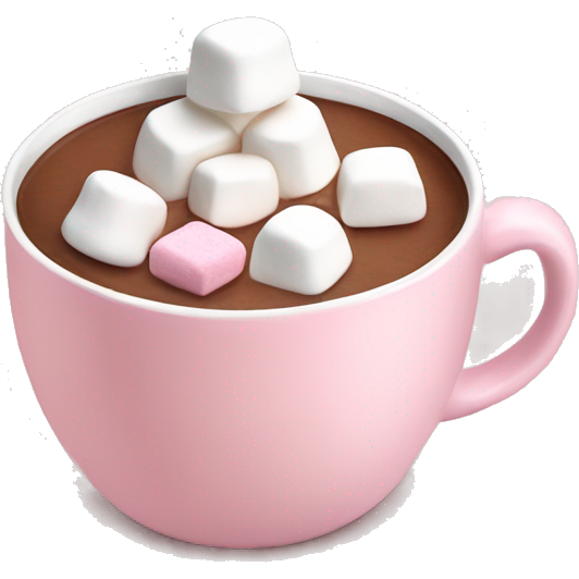 Light Pink mug of hot chocolate with marshmallows