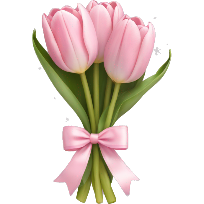 Light pink tulip bouquet with light pink bow and snow