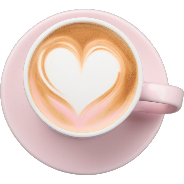Pale pink coffee mug heart shaped latte art cappuccino