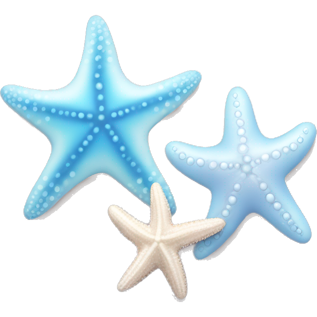 Starfish shells one pastel blue and one a pearly white
