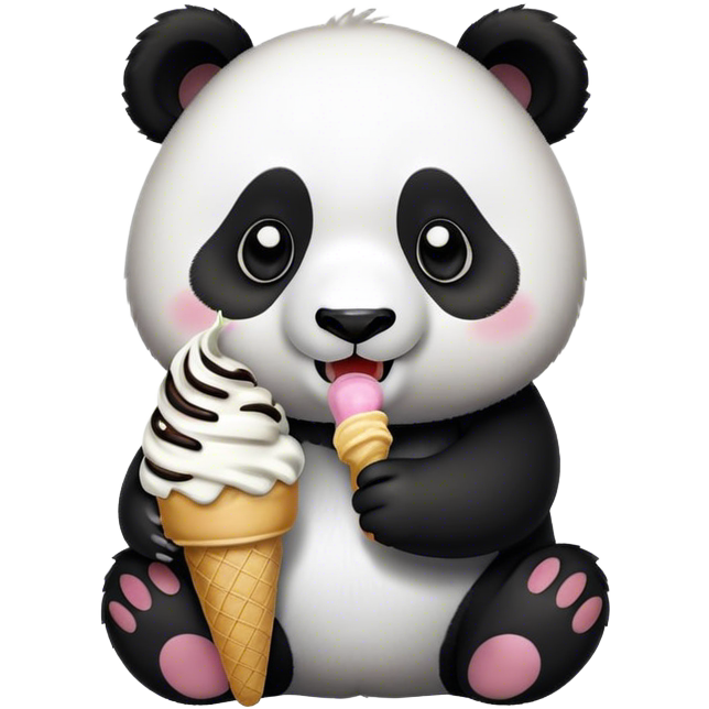 Panda eating ice cream