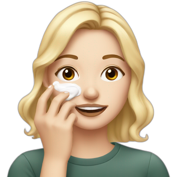 White girl applying cream on face