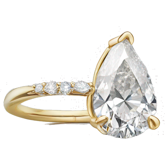5 carat pear shaped diamond ring on gold band