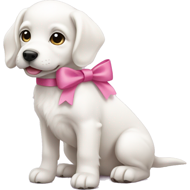 White puppy with a pink bow