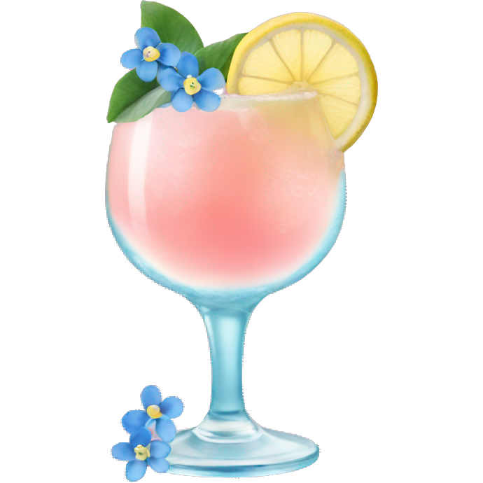 Pink lemon large cocktail with blue small flowers