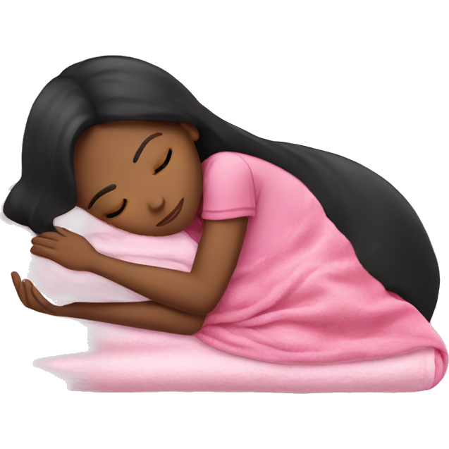 Black haired girl sleeping on side with pink blanket